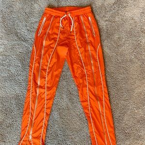 Orange Zipper Sweat Pants